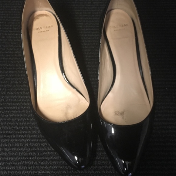 COLE HAAN patent black leather BETHANY 7 wedge - Picture 3 of 7